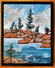Load image into Gallery viewer, 1505, acrylic painting, landscape painting, original artworks, tree art, windswept pines, canadian art, nature art, home decor