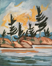 Load image into Gallery viewer, Bright Sky, art, original art, original painting, landscape, rocky shores, Northern Ontario, wilderness