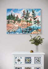 Load image into Gallery viewer, Northern Magic, art, original art, landscape, landscape art, rocky shores, trees, northern Ontario