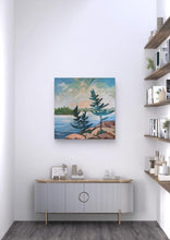 Load image into Gallery viewer, Rocky Shores, art, original art, landscape art, trees, tree art, rocky shores, small paintings, Northern Ontario