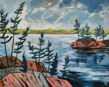 Load image into Gallery viewer, 1520, art, landscape art, landscape painting, original art, trees, windswept pines, Canadian art, Canadian Artist
