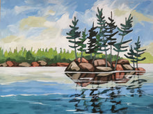 Load image into Gallery viewer, 1526, art, landscape art, original art, acrylic landscapes, landscape paintings, trees, shorelines, landscape art
