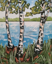 Load image into Gallery viewer, Birch Trees, art, original art, trees, birch trees, paintings, landscape paintings, rivers, pine trees, Northern Ontario
