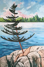 Load image into Gallery viewer, Lone Pine Tree, pines, art, original art, landscapes, landscape art, Northern Ontario, rocky shores
