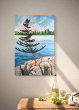 Load image into Gallery viewer, Lone Pine Tree, pines, art, original art, landscapes, landscape art, Northern Ontario, rocky shores
