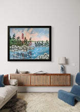 Load image into Gallery viewer, Smooth Rocks, art, original art, landscape art, framed art, landscapes, lakes, rocky shores, trees, Northern Ontario
