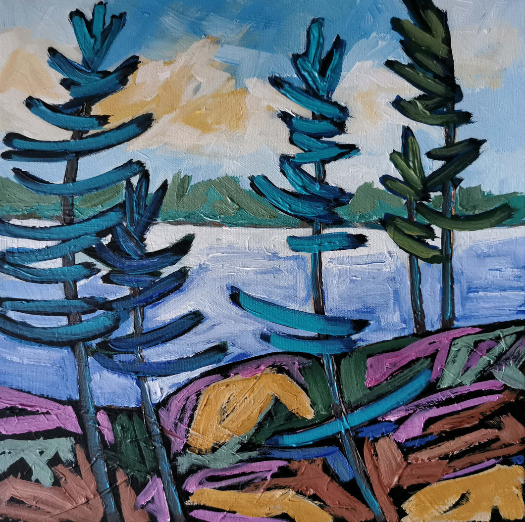 1351, Art, Artist, Pine Trees, Trees, Tree Art, Tree Painting, Original Painting, Canadian Art, Landscapes