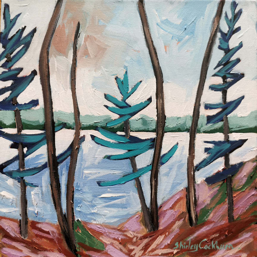 1358, Original art, landscape painting, trees, pines, landscape art