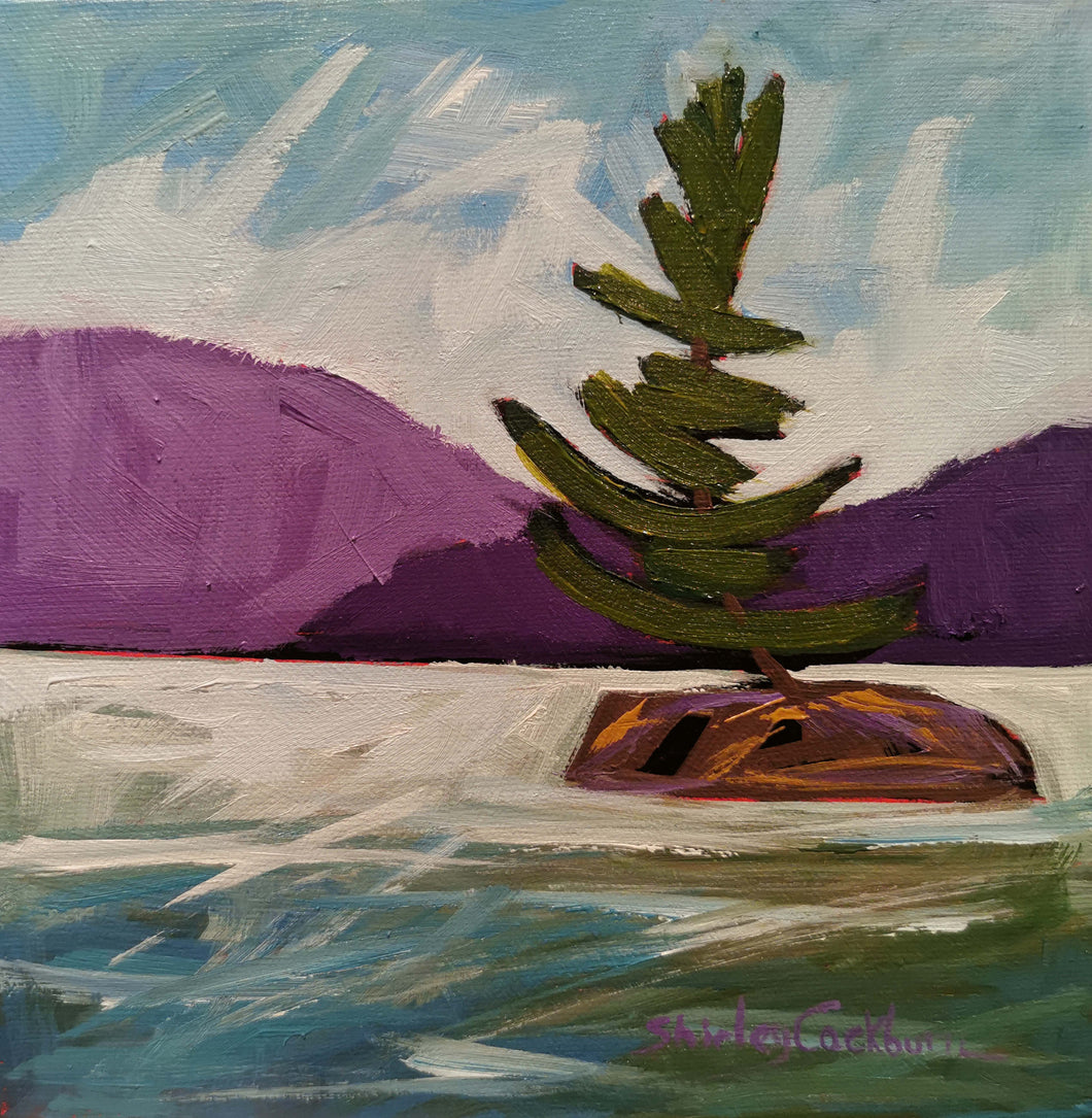 1362, Lone Pine, Tree, Painting, Original Art, Acrylic Painting, Landscape, 1362-1-22